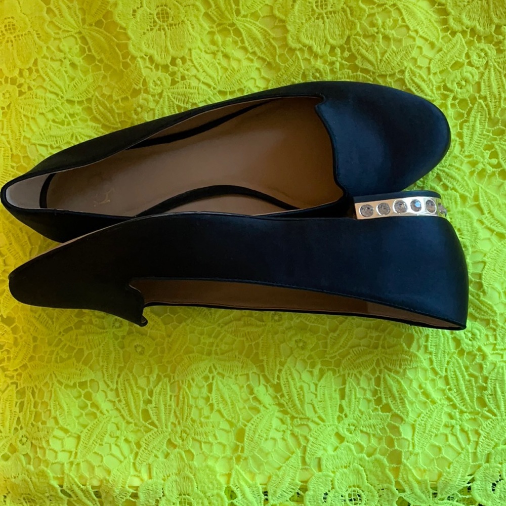 Ann Taylor black satin/diamond heel
